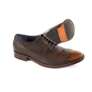 Cole Haan Williams Long Wing Brown Leather Oxfords